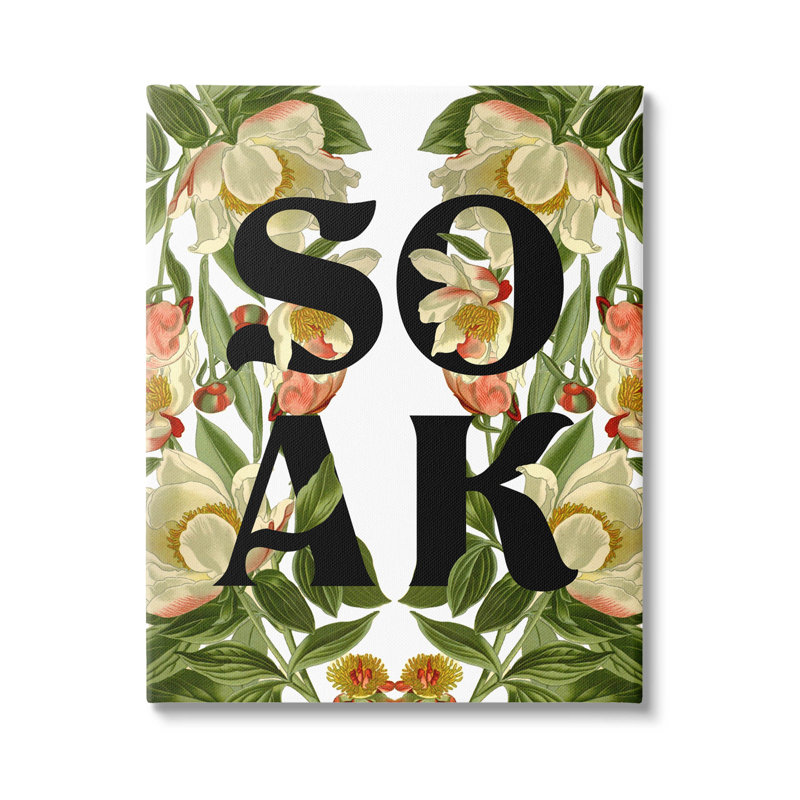 "Soak Bathroom Floral", art mural par Lil 'Rue, L 24 po x H 30 po, Toile tendue