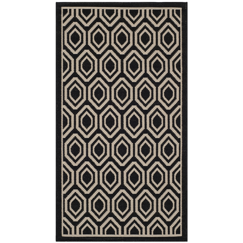Tapis d'intérieur / extérieur à motif géométrique Deedrick, Rectangle 2 pi 7 po x 5 pi