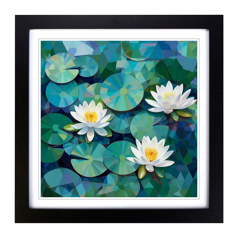 Water Lily Pond Geometric - Framed Print, Black