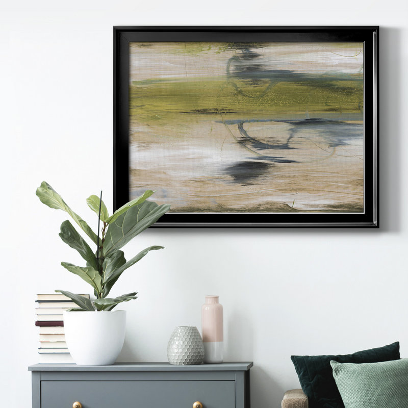 Réflexions aquatiques II, Toile encadrée noire à coins fermés, H 22,5 po x l 30,5 po x P 1 po, Pas de tapis