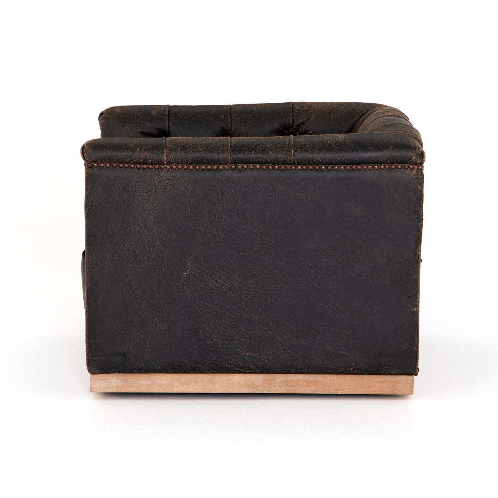 Byer Swivel Armchair, Destroyed Black Leather