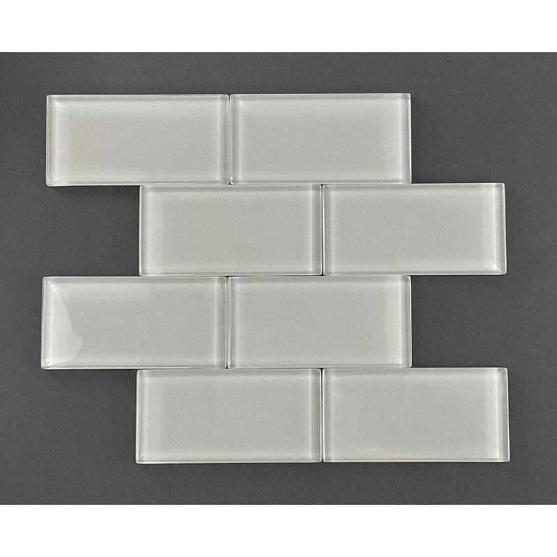 3" x 6" Singular Glass Subway Wall Tile, Ash Gray