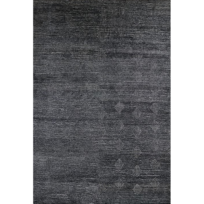Tapis noir à motif géométrique Iqlaas, Carré 5 pi
