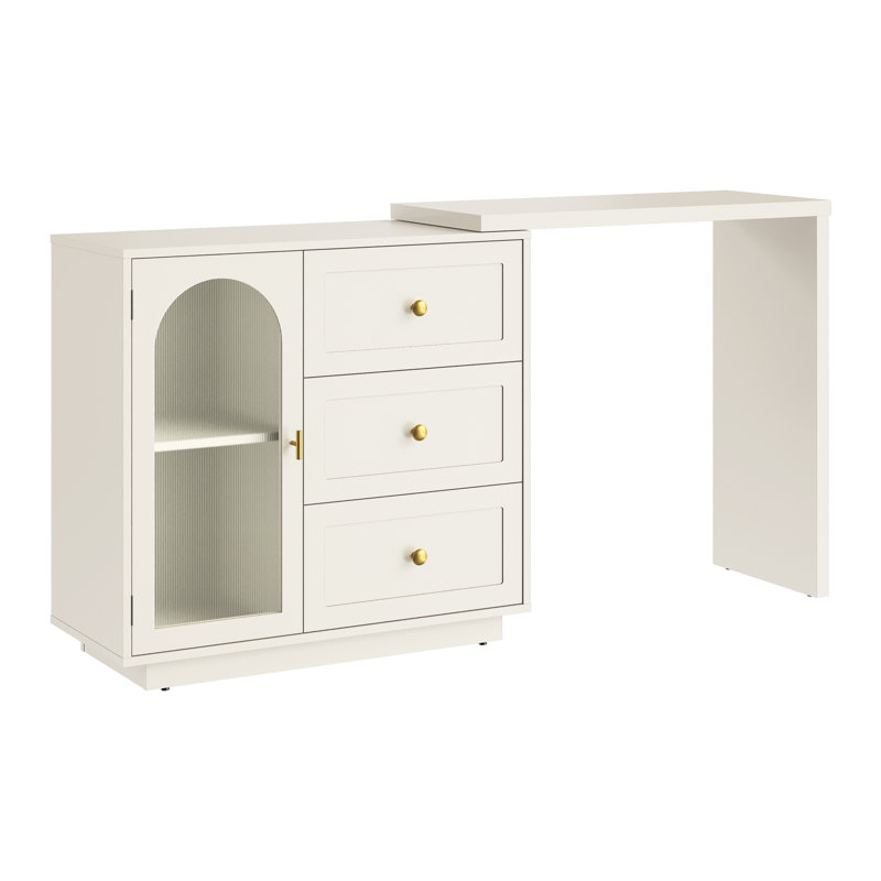 Bureau de coiffeuse à maquillage extensible avec 3 tiroirs et 1 porte