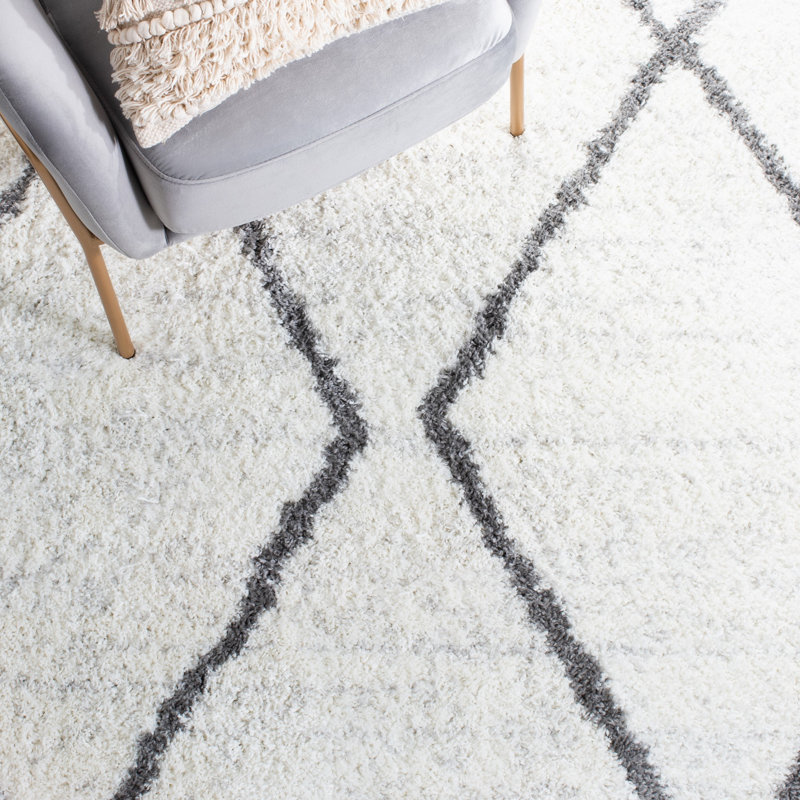 Prasad Shag 500 Performance Geometric Rug, Round 6'7"