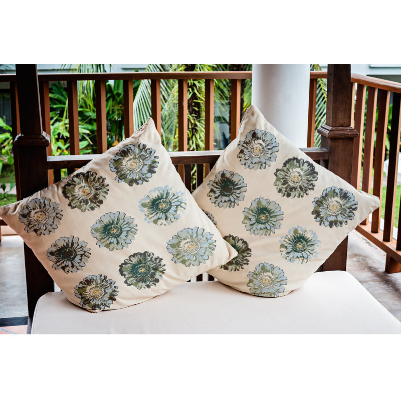 Coussin décoratif intérieur / extérieur Gypsy Floral, Vert, 20 po x 20 po