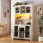 70 po Armoire de rangement pour garde-manger rustique 70 po, armoire à huche avec prises à DEL Armoire à nourriture avec portes et tablettes