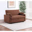 Canapé-lit en tissu bouclé en cuivre avec mousse et profil compact, capitonnage vertical rembourré, assise confortable pour le salon principal