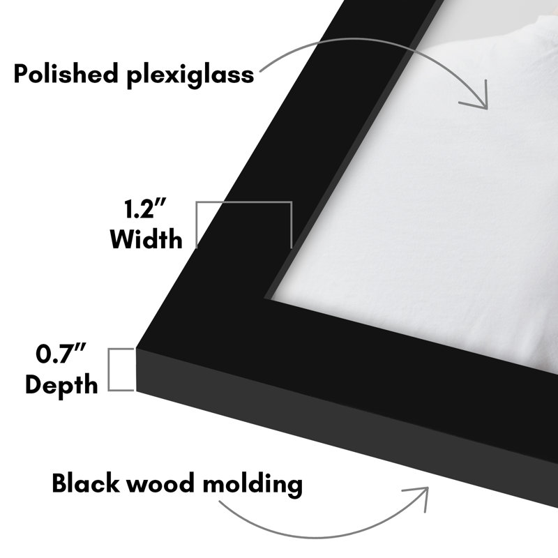 Manufactured Wood Single Picture Frame with Plexiglass Cover, Black