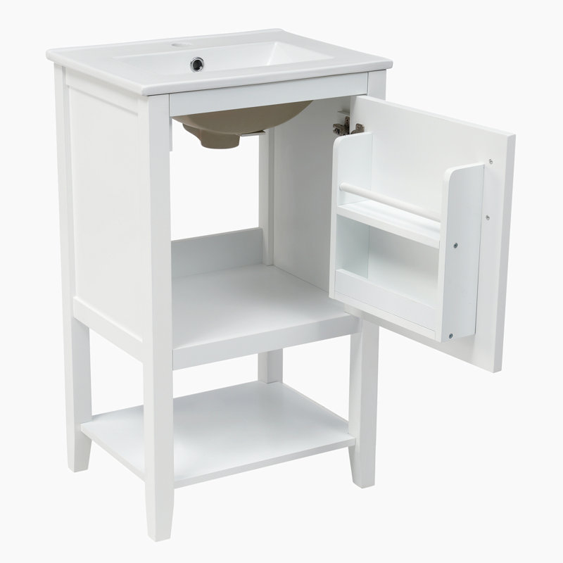 Meuble-lavabo simple 20 po avec plateau Skyanne, Blanc