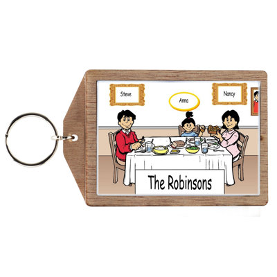 Personalized Family Dinner -  1 girl Wooden Key Chain