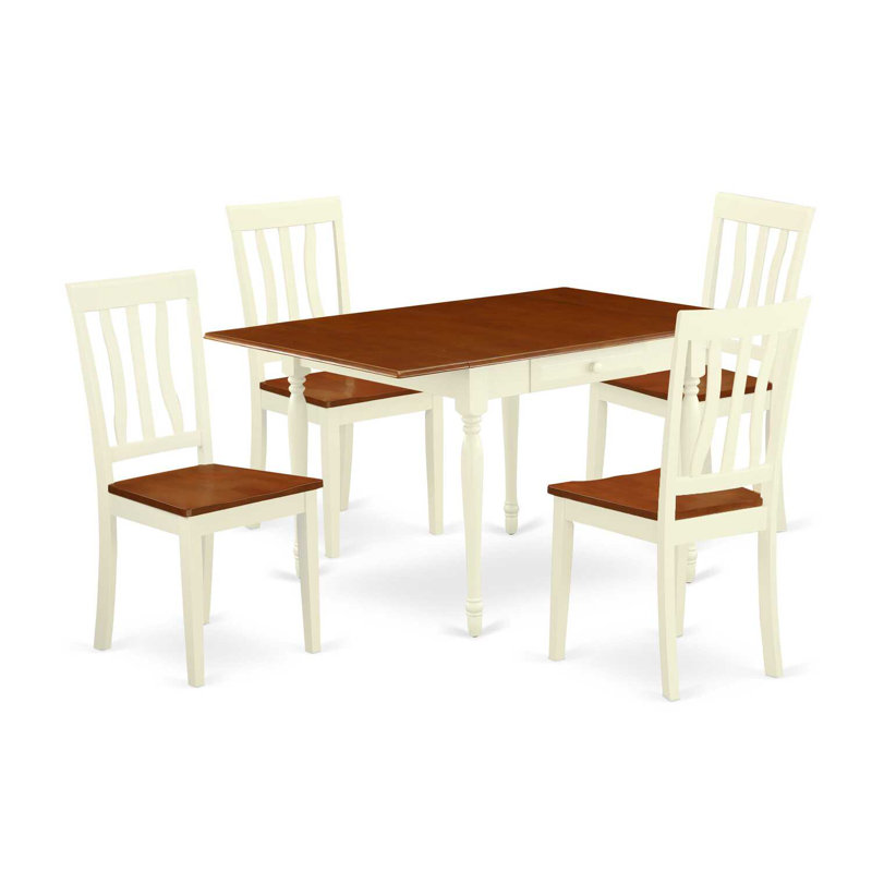 Ensemble de salle à manger Boxborough, 5 pièces : 1 table, 4 chaises, Cerisier, Babeurre