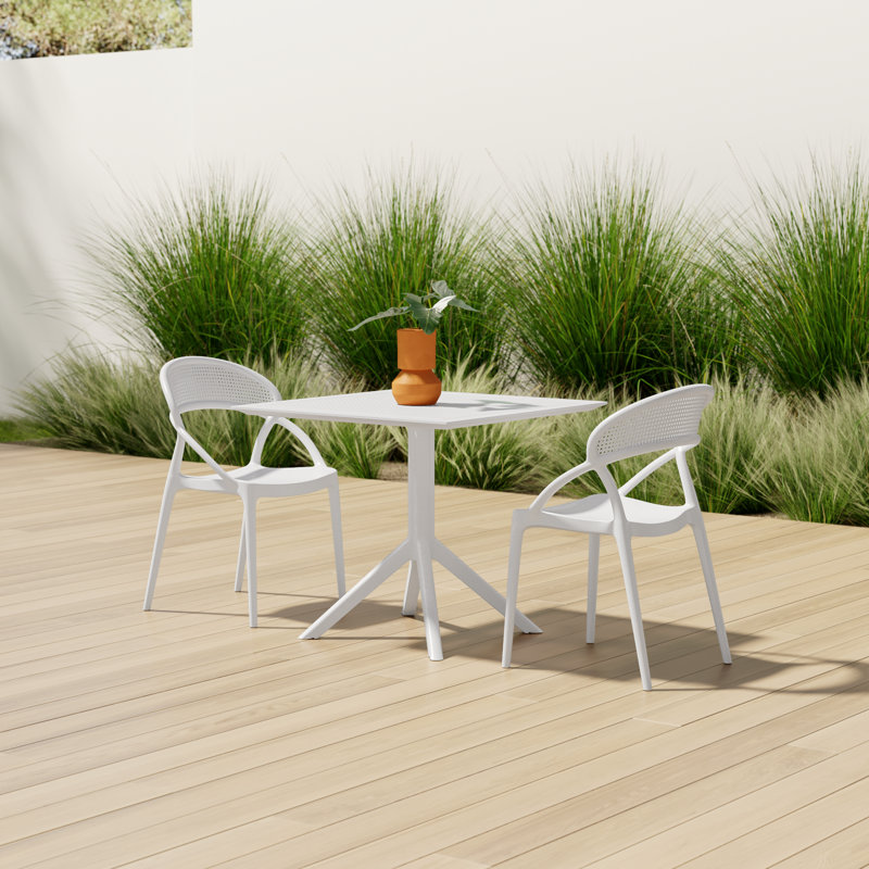 Farrah Patio 3 Piece Bistro Set, White