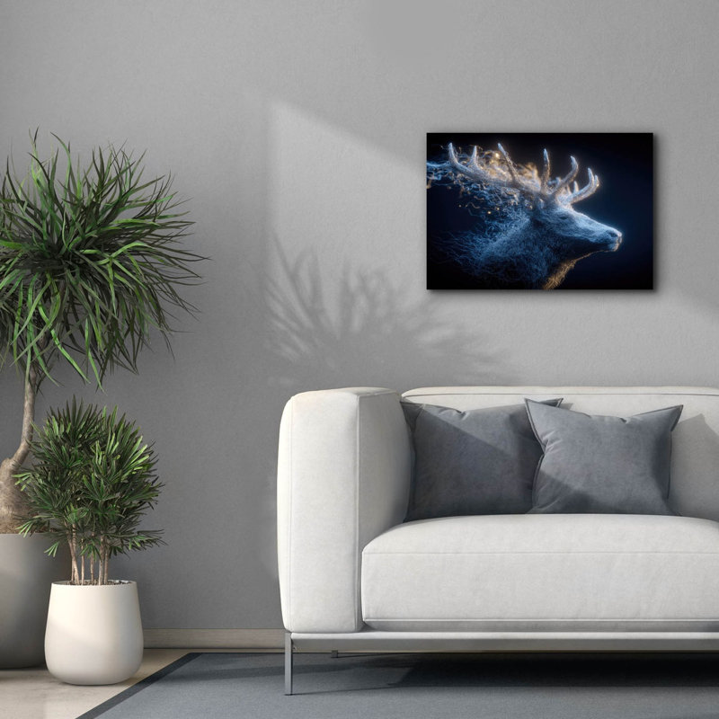  «Majestic Moon Deer. Art mural sur toile 2 pi par Ann Klee, 26 po x 18 po, H 18 po x l 26 po