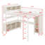Lit mezzanine en métal avec garde-robe, bureau en L, cubes de rangement et tablettes-419279672