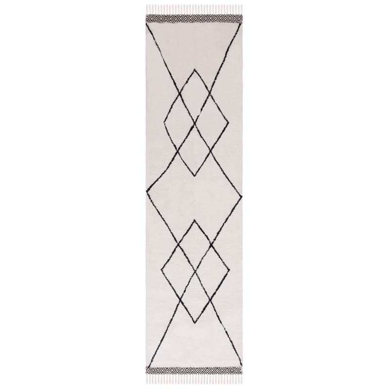 Tapis ivoire / noir Easy Care 210, Tapis de couloir 2 pi 3 po x 9 pi