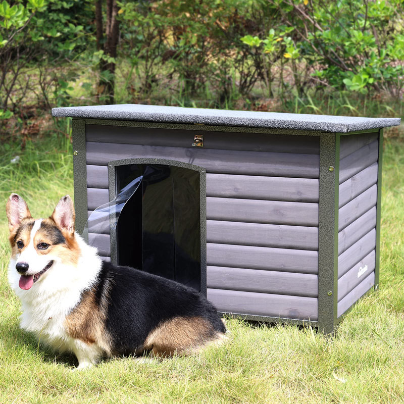 Niche pour chien en bois gris Deema, H 25,2 po x l 33,5 po x P 22 po