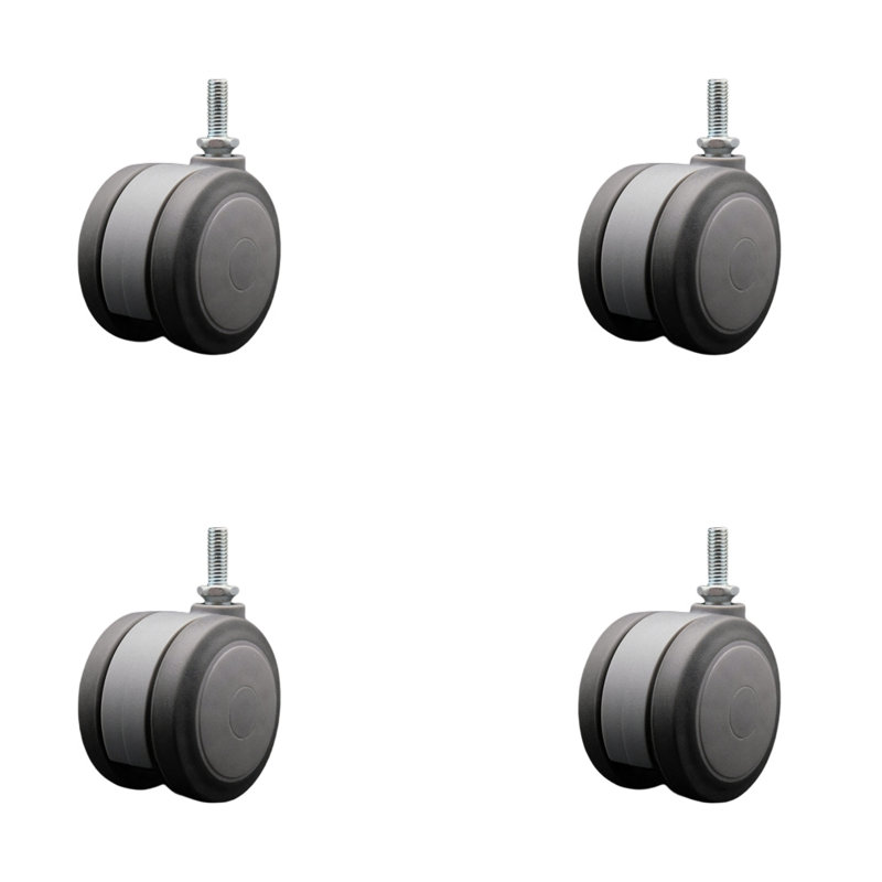Ensemble de 4 roulettes à tige roulante 3/8 po, Gris