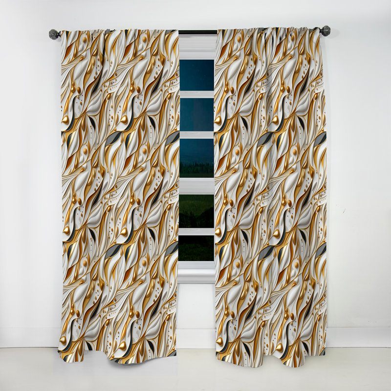 Rideau obscurcissant Marble White and Gold, L 52 po x L 84 po
