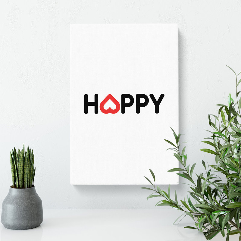 Happy - Wrapped Canvas, 60cm H x 40cm W x 3cm D