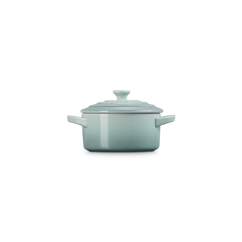 Le Creuset Stoneware Mini Round Cocotte, 24 Ounce, White, Green