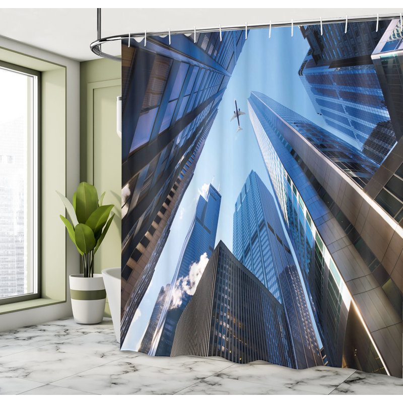 Shower Curtain with Hooks Included, 75"H x 69"W