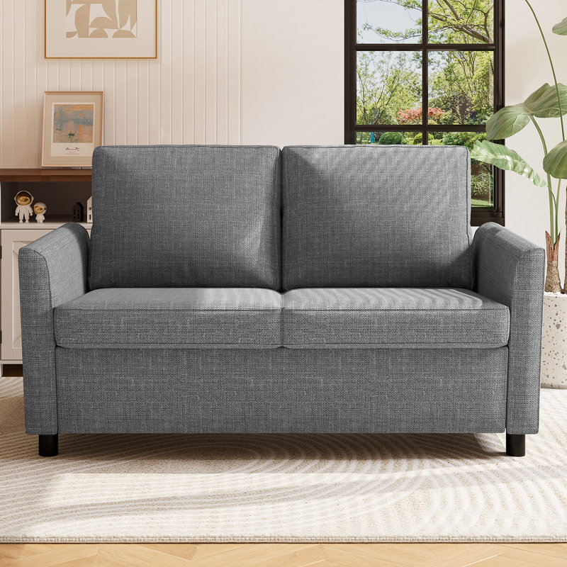 2 Seater Linen Loveseat, Dark Grey