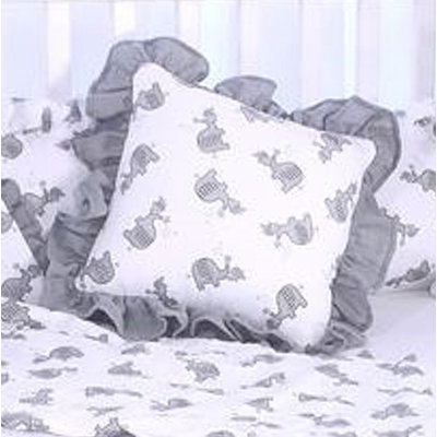 Elephant Tales Ruffled Cotton Throw Pillow