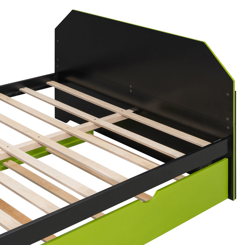 Lit de jour en bois avec couchette, Vert