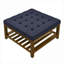 Repose-pieds capitonné surdimensionné en lin avec tablette en bois de hêtre, table basse de salon bleu marine | Bois | Surdimensionné