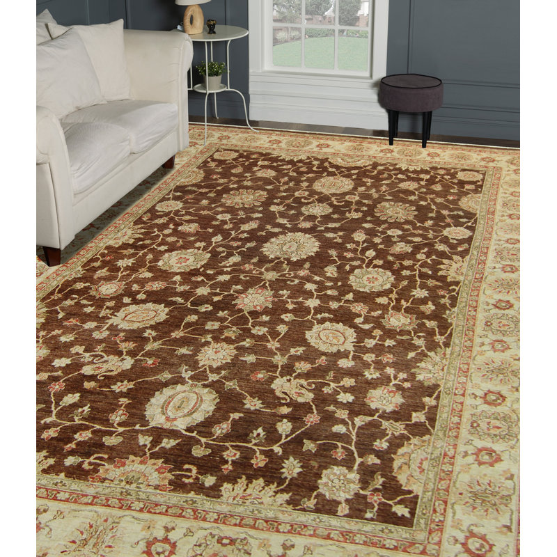 Tapis de la surface en laine 10 pi x 14 po one-of-kind noué la brown Romona