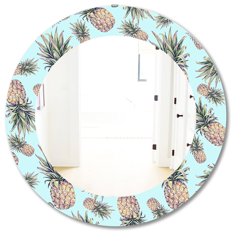 Miroir d'appoint tropical bohème et éclectique, H 31,5 po x l 31,5 po