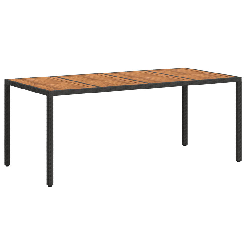 Table de jardin vidaXL en poly rotin noir 74,80 x 35,43 x 29,53 po, H 29,5 po x L 74,8 po x l 35,4 po, Noir