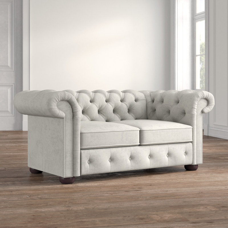 Causeuse à accoudoirs arrondis 68,5 po Huskins, Velours gris