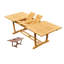 10 Seats 11 Pcs Grade-A Teak Wood Dining Set: 94" Double Extension Mas Rectangle Trestle Leg  Table And 10 Wave Stacking Arm Chairs #11WV2110-1114206815