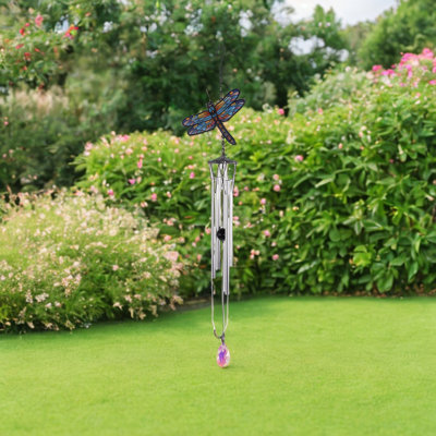 29" Long Dragonfly Silver Wind Chime