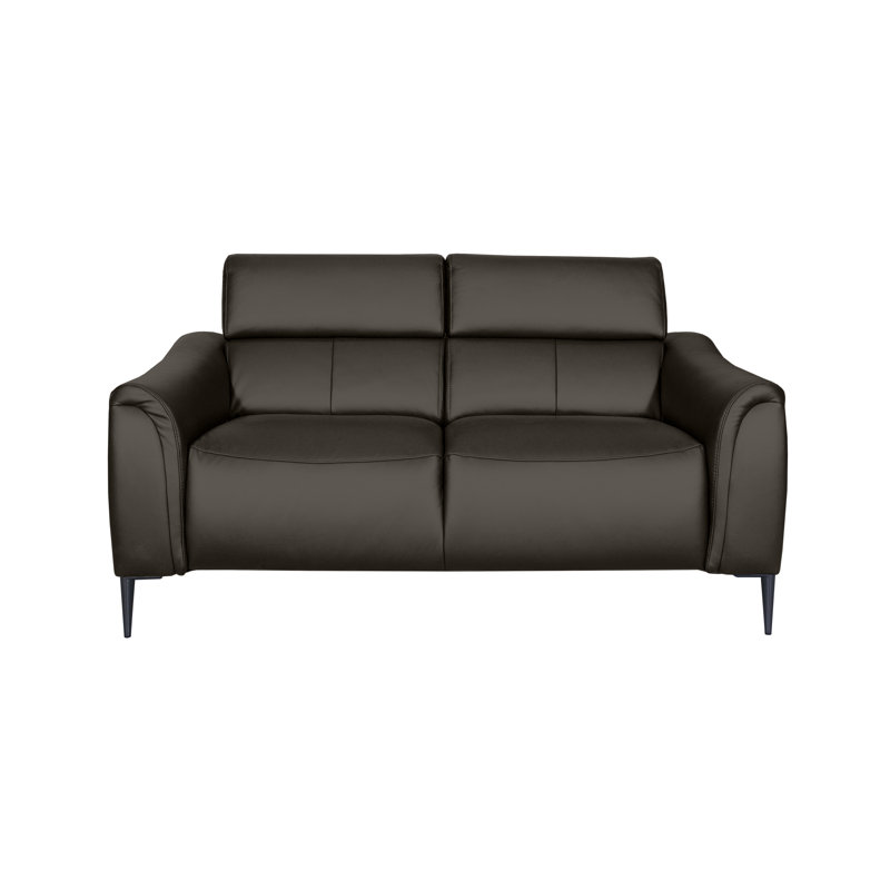 164 cm Genuine Leather Pillow Top Arm Reclining Sofa, Anthracite