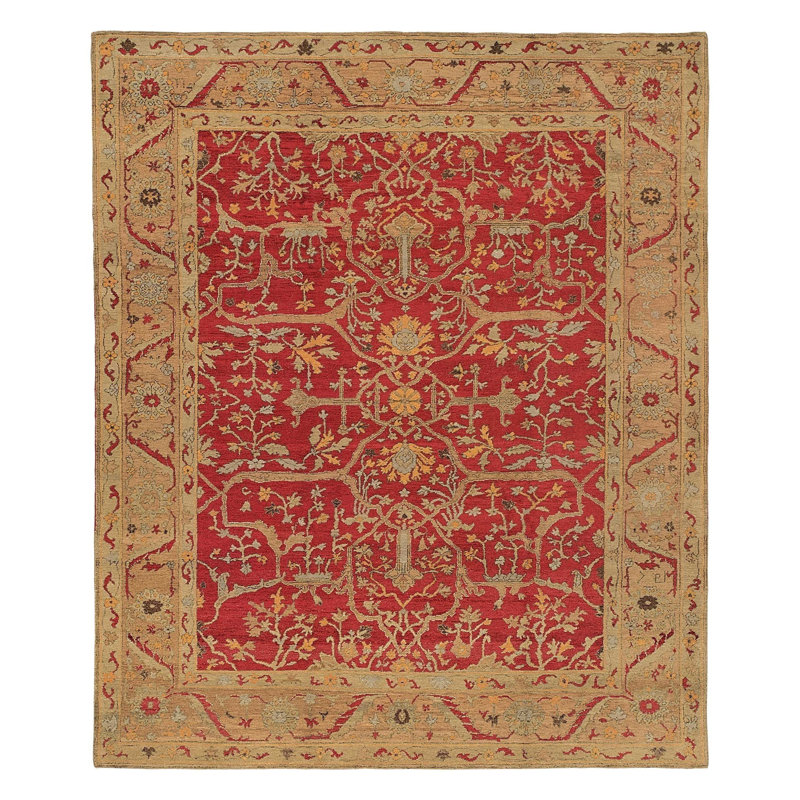 Jozan Wool Oriental Area Rug in Gold/Red, Rectangle 8' x 10'