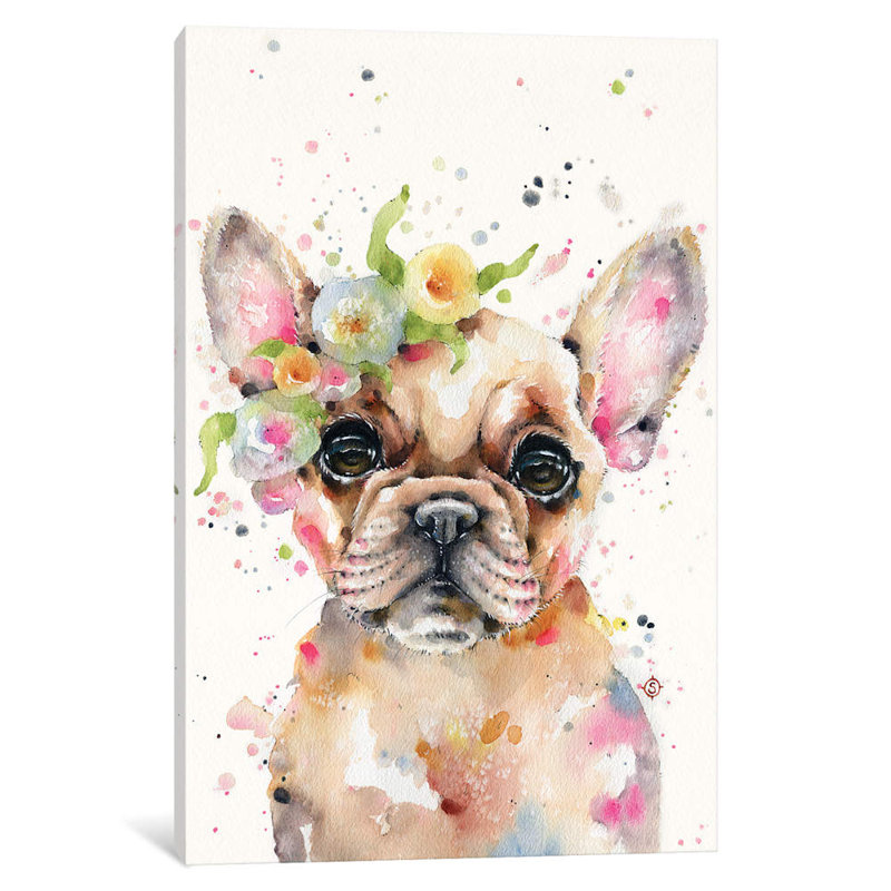 «Little Miss Frenchie», reproduction sur toile tendue, H 60 po x l 40po x P 1,5 po, Toile tendue, Pas de tapis