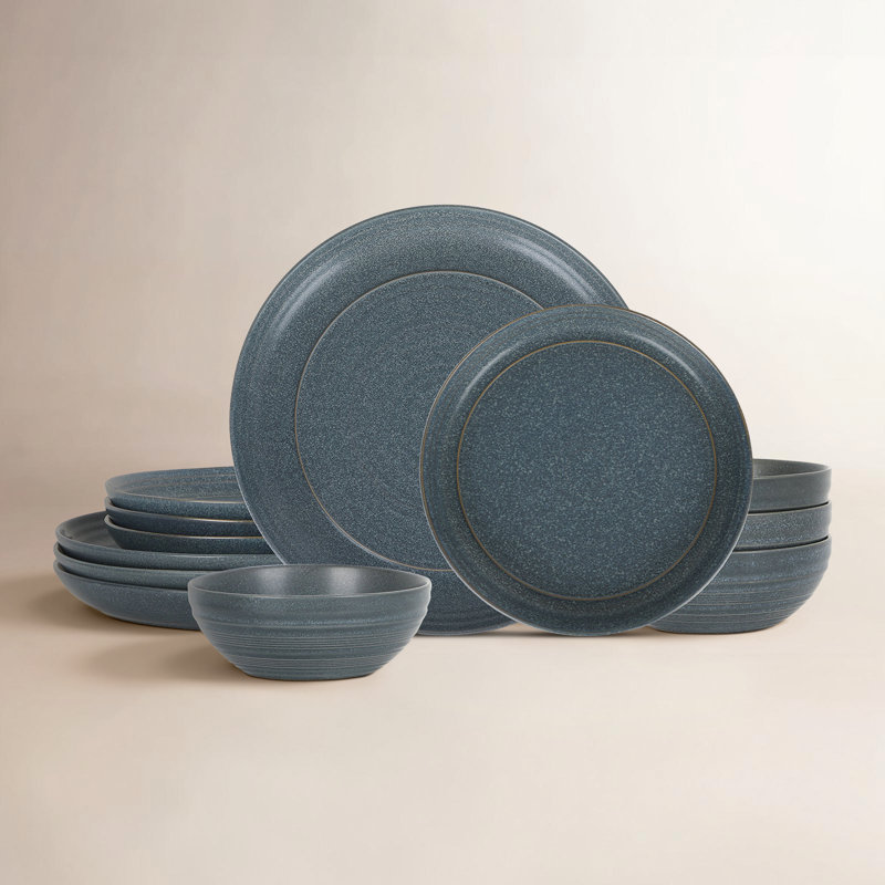 Stone Lain Elio 12-Piece Dinnerware Set Stoneware, Blue