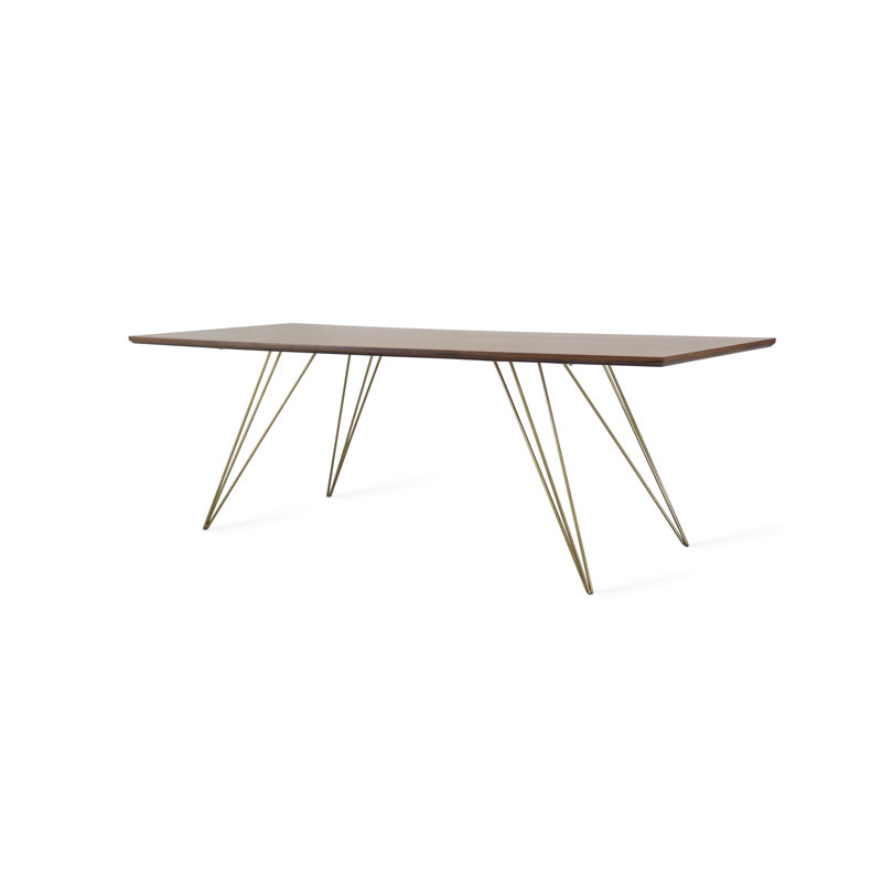 Williams Coffee Table, 18" H x 54" L x 23" W, Brassy Gold, Walnut