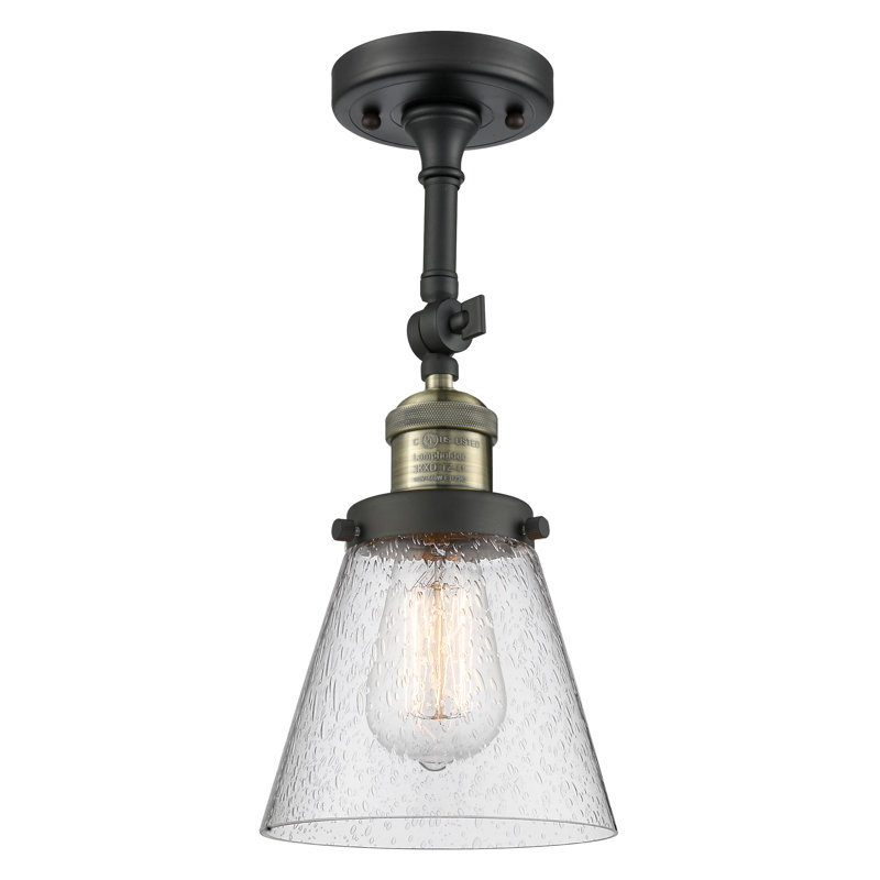 Cone 1 Light Sconce, 60 Watt Vintage Incandescent Bulb, Seedy, Black Antique Brass