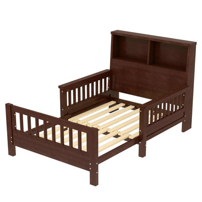Twin Size Platform Bed with Storage Headboard, Pull-Out Design, High-Quality Safety Rails, White by Latitude Run