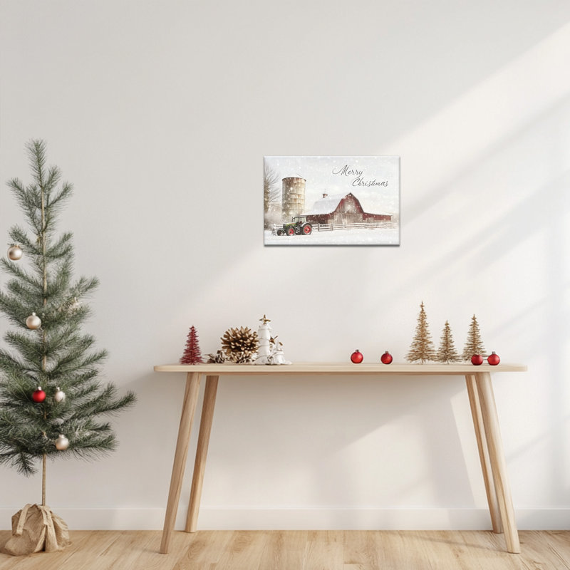Abiella - Winter Red Barn, H 12 po x l 16 po