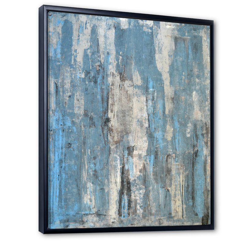 Art moderne gris et bleu II 2FL47705, Cadre noir, H 32 po x l 16 po x P 1 po