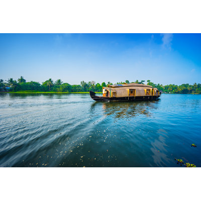 Houseboat In Southern India by THEPALMER - Wrapped Canvas Print