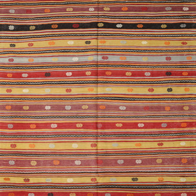 Tapis de zone rouge/beige/orange contemporaine
