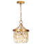 Mini-lustre de chambre à coucher moderne moderne en bois beige avec perle à intensité variable perlée 1 lumière