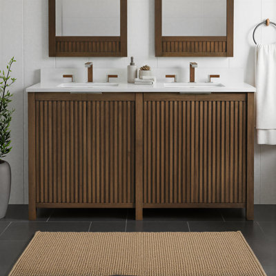 Through Lines 60" Cherry Double Bathroom Vanity