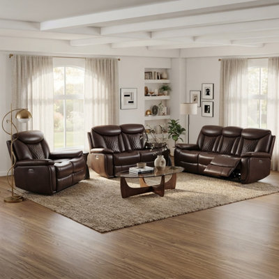 3 Piece Faux Leather Reclining Living Room Set